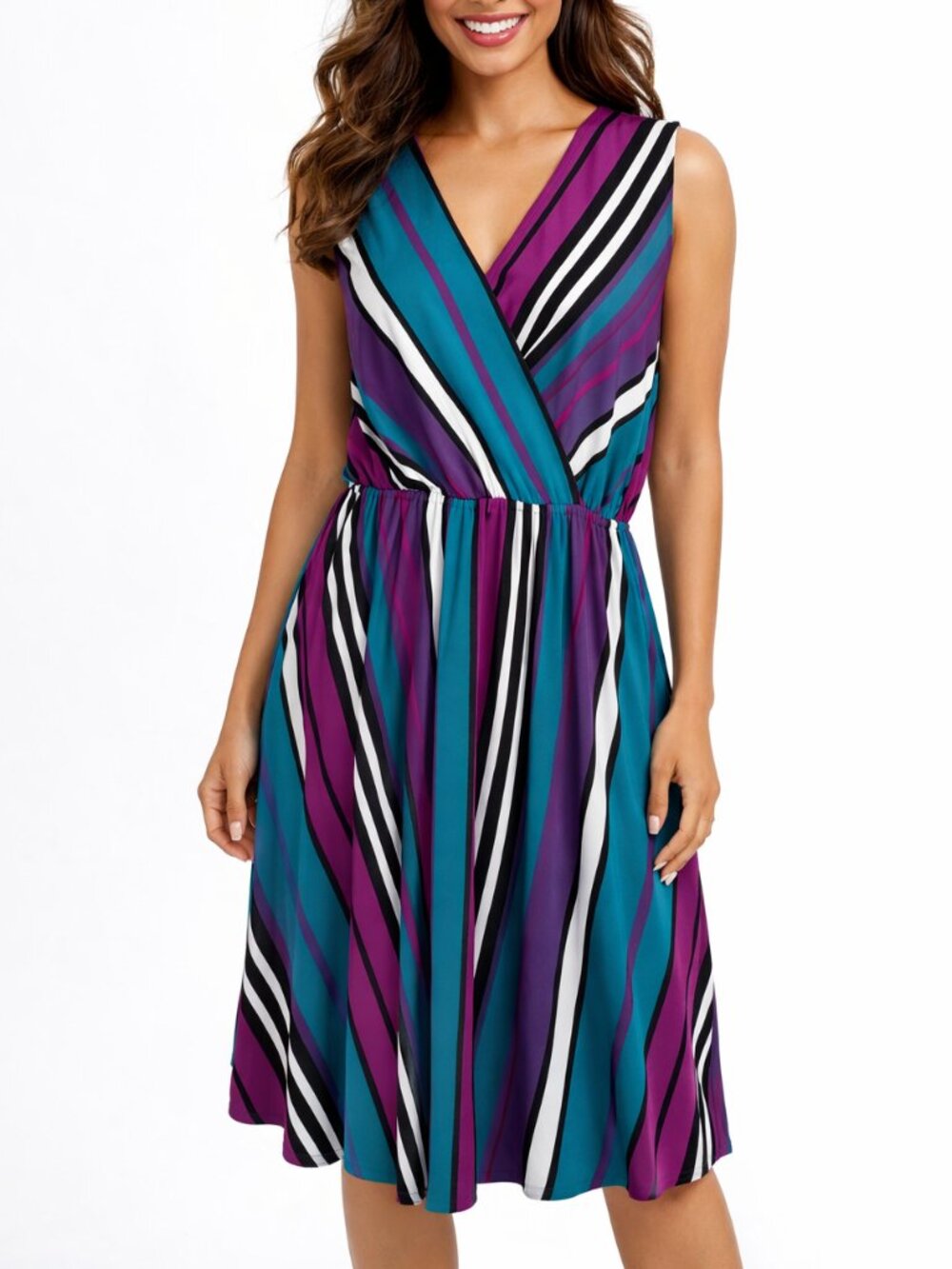 Lane Bryant Maximalist Bold Stripe Faux Wrap Midi Dress Plus Size 14/16